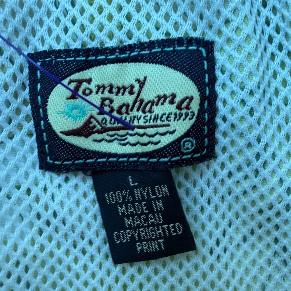 Tommy Bahama Mens Green Tropical Ukulele Floral Swim Trunks Shorts Size L
